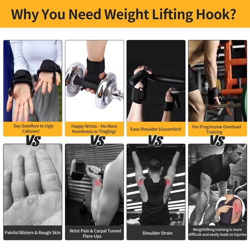 GPANDAG Weight Lifting Hooks for Men and Women(Pair), 330 LB Heavy Duty Gym Lifting Wrist Strap Hook for Deadlifts, Pull-Ups, Strength Training, 0.4inch Grip Weightlifting Hooks for Teen
