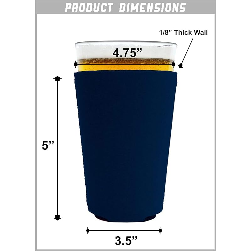Pint Glass Coolie 2 Pack – Collapsible, Insulated Copper Foam Coomer 16 oz