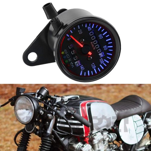 KIMISS LED Backlight 12 V Motorcycle Dual Odometer Speedometer Gauge Kit Cafe Racer + Odometer Gauge Universal Motorcycle Odometer LED Odometer Gauge Motorcycle Odometer Gauge LED Ba