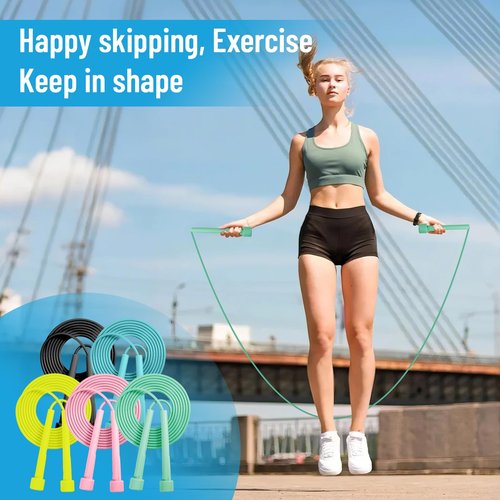 Vyndicca 10 Pack Jump Ropes for Kids, PVC Skipping Rope with Plastic Handles, Adjustable Jumping Ropes, Lightweight Speed Rope for Women Men Outdoor Fitness Exercise Training Racing, 5 Colors