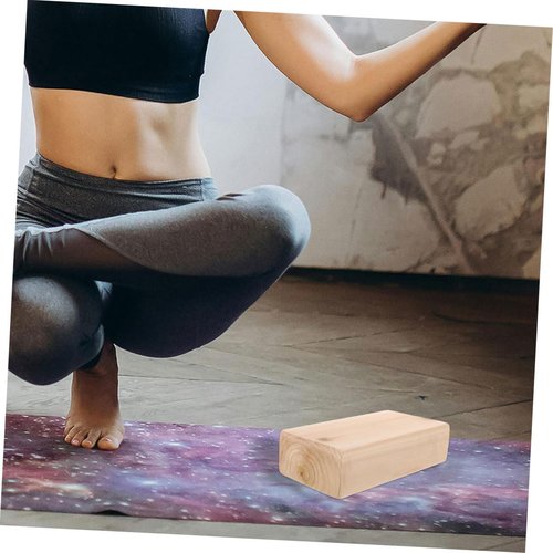 POPETPOP Multi Functional Wooden Yoga Block High Density Pilates Block for Adults Convenient Training Aid for Flexibility Balance Gym Home Use
