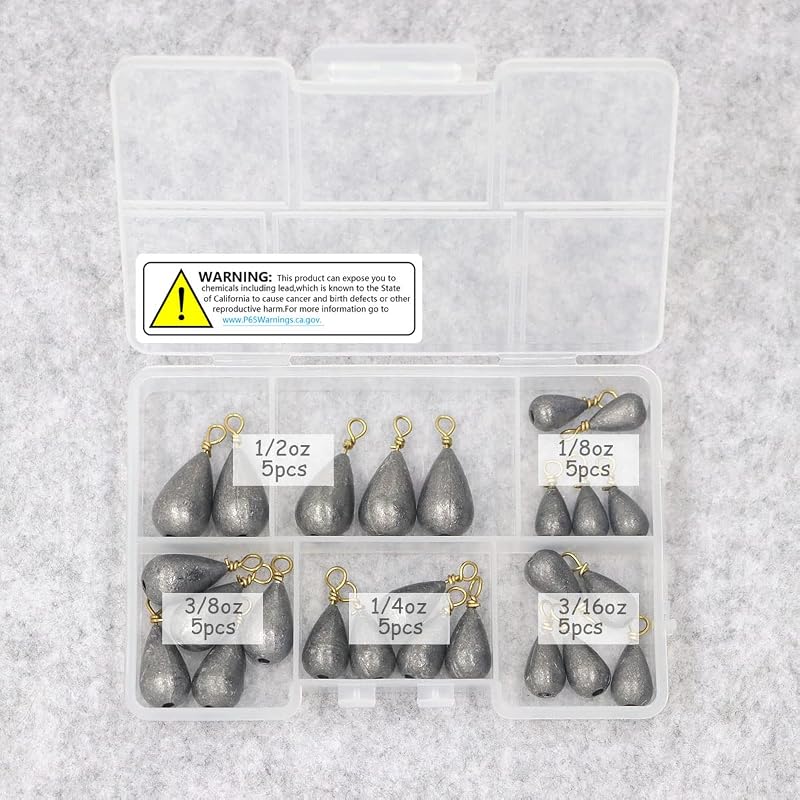 25Pcs Fishing Sinkers Kit - 3/16oz (5g) Drop Shot Weights for Saltwater & Freshwater, C:3/16oz-30PCS Variation