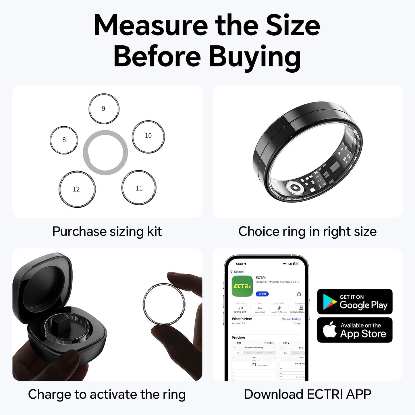 2025 Gesture Control Smart Ring for Men & Women, Free Subscription New Ultra-Thin Fitness Tracker, 24/7 Tracking of Activity Health, Sleep, Body Temperature, Android and iOS (Black Size 10)