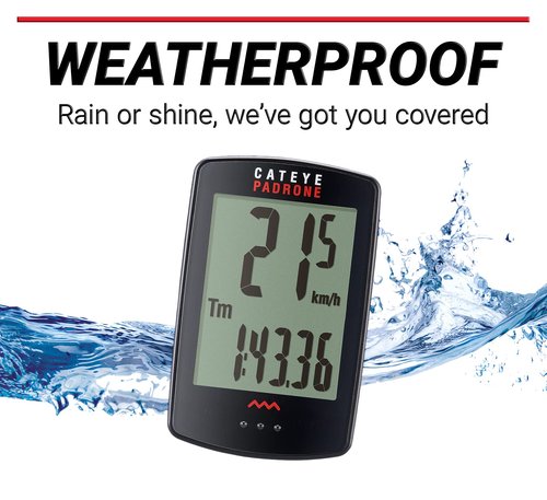 CATEYE Padrone Wireless Bike Computer – Oversized Display Cyclocomputer, Wireless Speedometer & Odometer, FlexTight™ Mount, Auto Start/Stop, Programmable Odometer