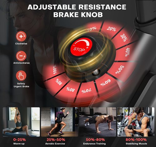 Exercise Bike, Adjustable Magnetic Resistance Stationary Bikes for Home with App Compatible, Silent Indoor Cycling Bike with 350lbs Weight Capacity Comfortable Seat, Digital Monitor & Phone Mount