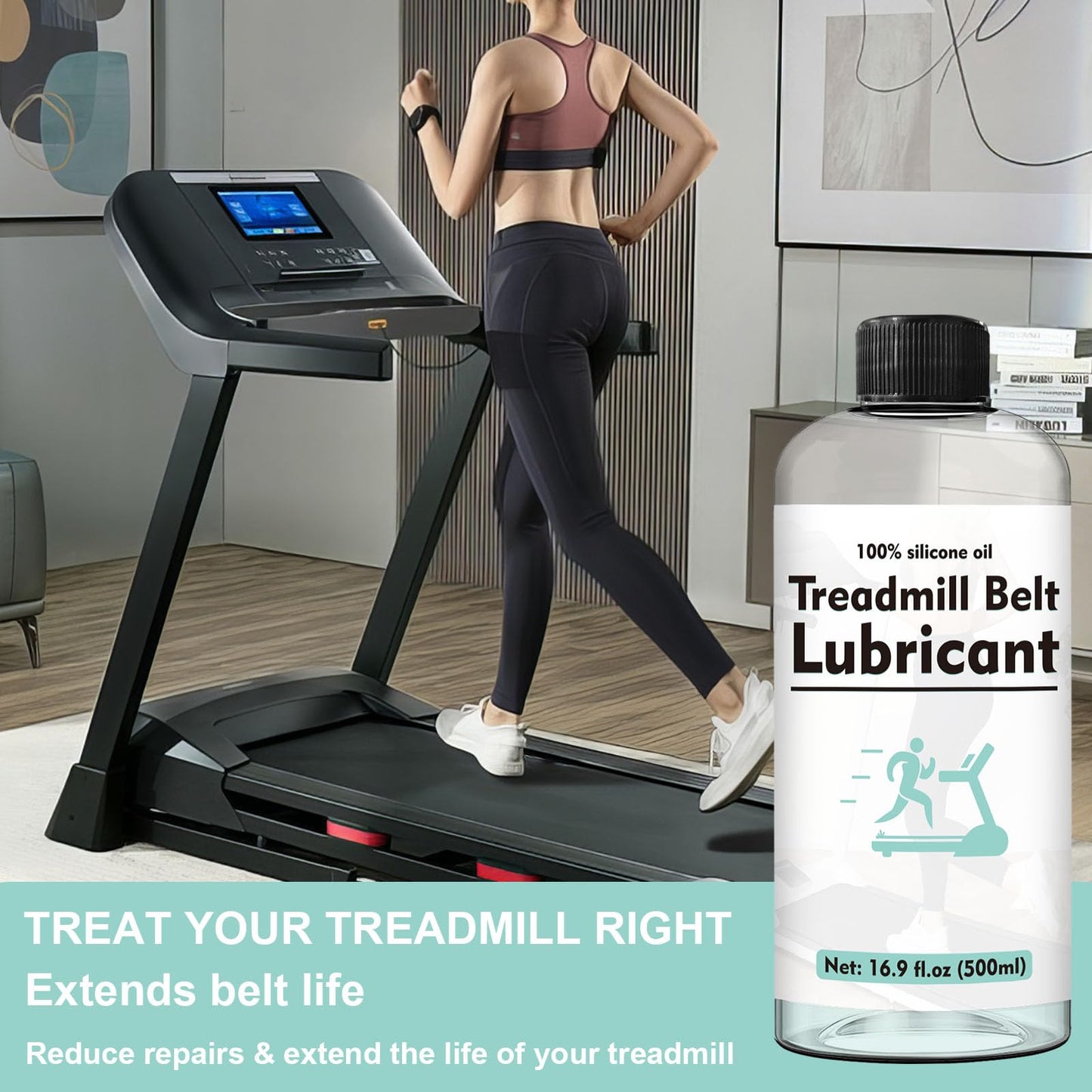 INNOVAYOU 500ml Treadmill Lubricant for Belt, Resistant and Stable Treadmill Lubricant, Easy to Apply, Noise Reduction Reduce Friction, Silicone Oil for Suitable for All Kinds of Treadmills