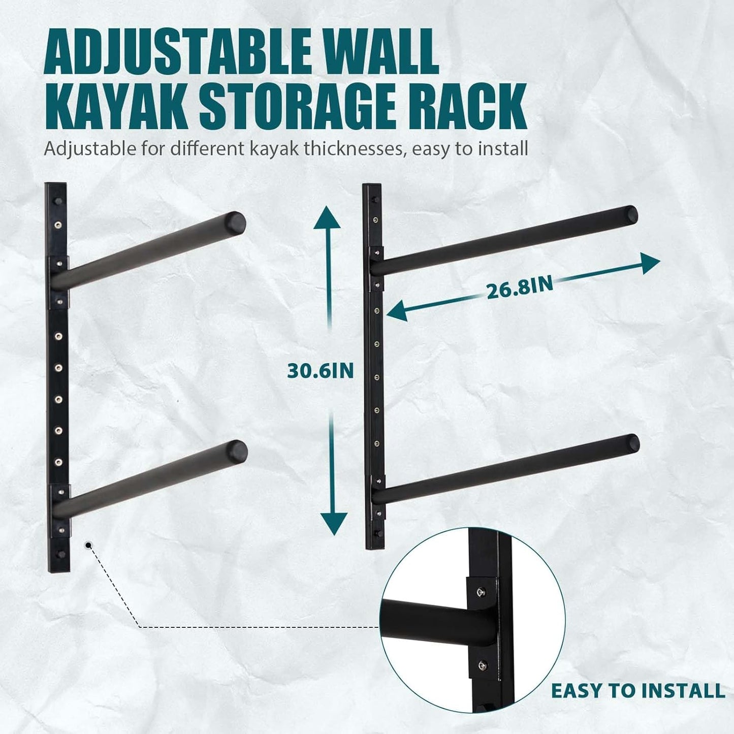 Kayak Storage Rack, Adjustable Wall Mount Kayak Racks for Garage and Outdoor Storage, Heavy Duty Weight Capacity, 2 Level / 3 Level / 4 Level