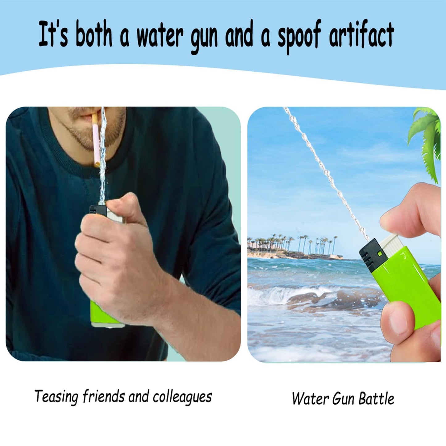 3 Pcs Realistic Water Gun Lighter - Hilarious Prank Gadget for Tricksters, Realistic Design with Powerful Water Jet, Fake Lighter, Mini Water Guns (3.15" Compact Prank Tool)