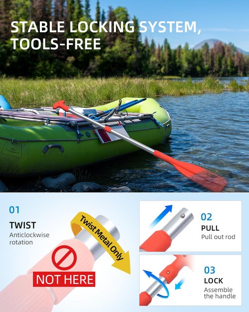 OCEANBROAD Emergency Telescoping Paddle 24in-42in Collapsible Paddles, for Kayaing Canoeing Boating River Tubing Emergency,Orange, 1 Paddle