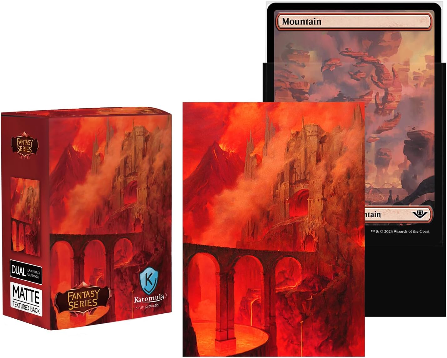 100 Card Sleeves for MTG with 100 Inner Sleeve, Textured Back Art Sleeves, Fit Standard Size Cards - Forest