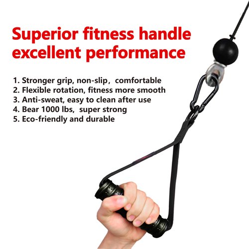 Vigoog Heavy Duty Gym Exercise Handles Attachment for Cable Machine,Resistance Band,Pulley System Fitness Workout Equipment, with Elastic Rubber Grip (Carbon Black XR)