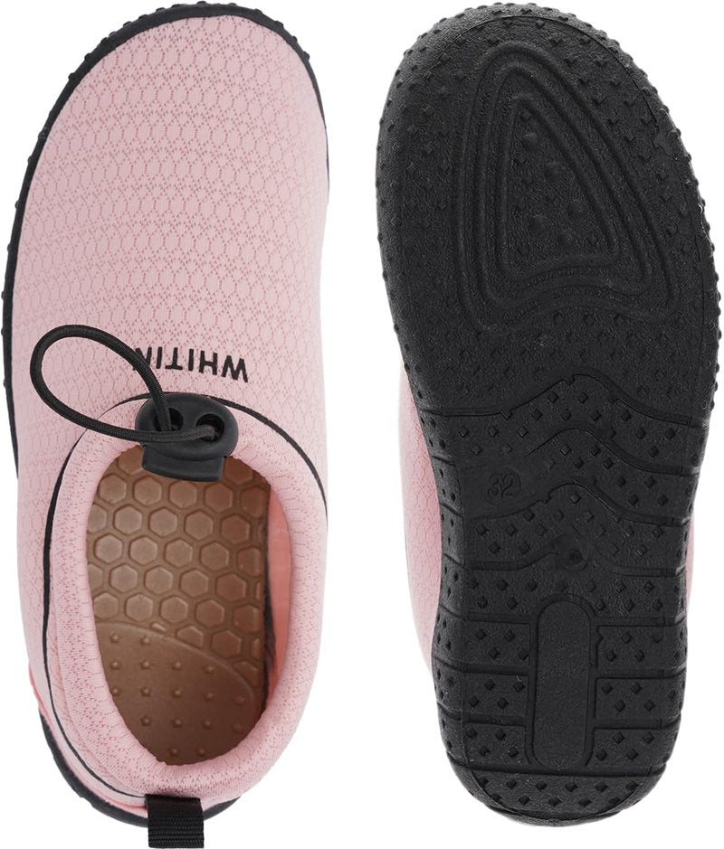 WHITIN Water Shoes for Big Kids Quick Dry Aqua Minimalist Barefoot Socks Size 3 Girls Comfy Beach Swimming Pool Lake Yoga Sport Kayak Sand Sneaker Pink 34