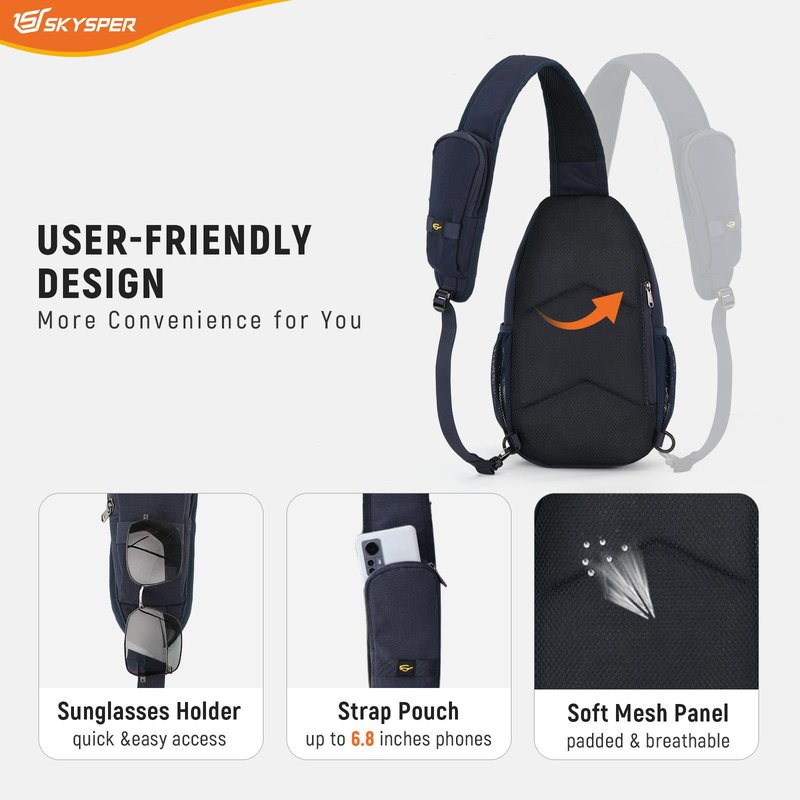SKYSPER Sling Bag RFID Cross Body Bag Recycled Crossbody Backpack Travel Daypack(Blue)