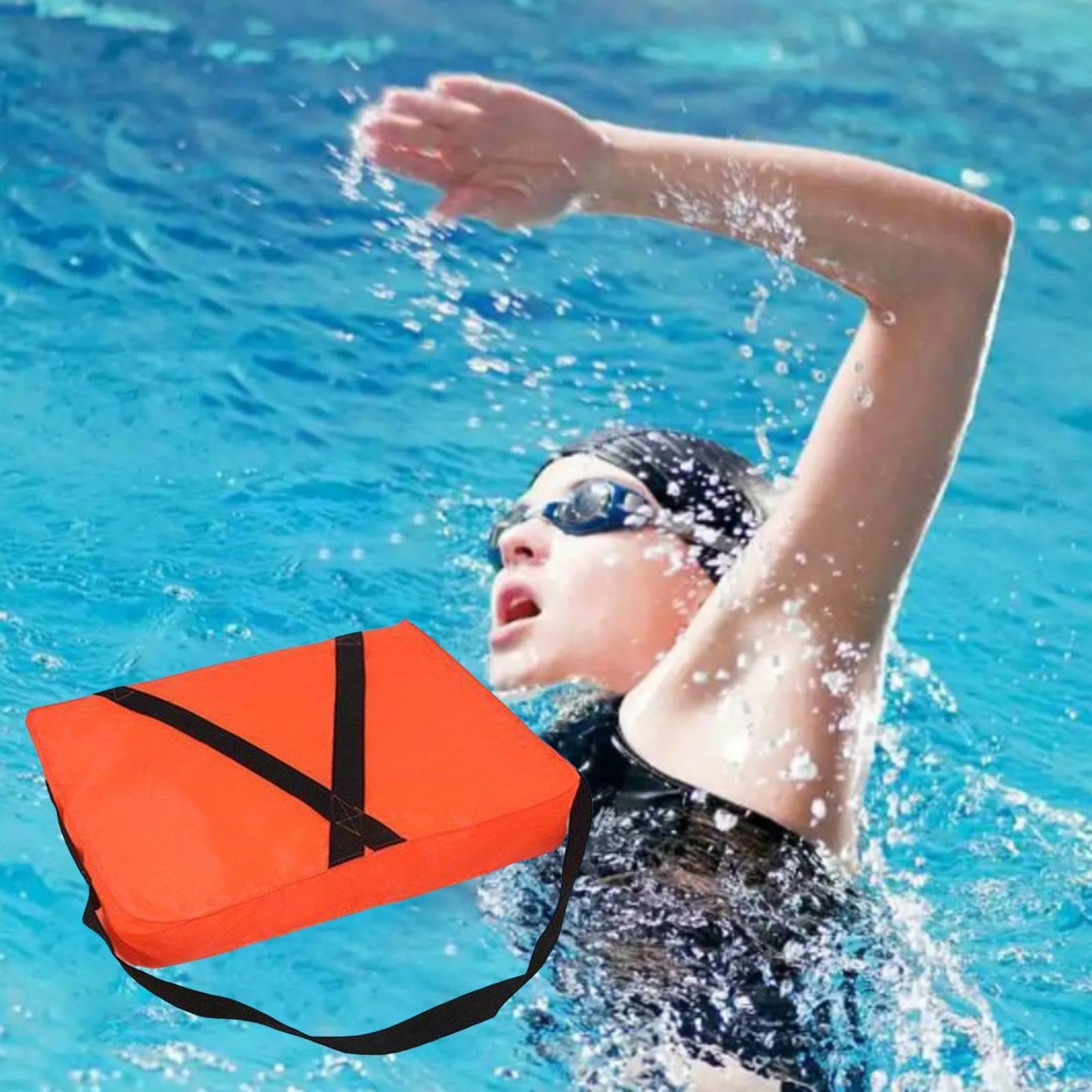 18x14in Boat Throwable Flotation Device, Waterproof Throwable Flotation Device Coast, Throwable Flotation Device with Strap, Emergency Marine Foam Flotation Cushion for Boating & Swimming (Orange)