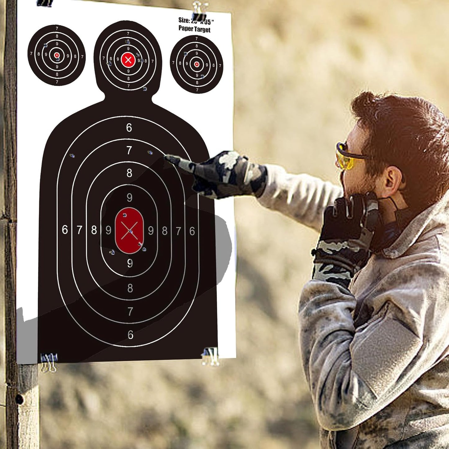 23x35 Inch Silhouette Shooting Targets - Reactive Paper Targets with Instant Hit Visibility for Indoor/Outdoor Pistol, Rifle, BB Guns, Airgun Practice