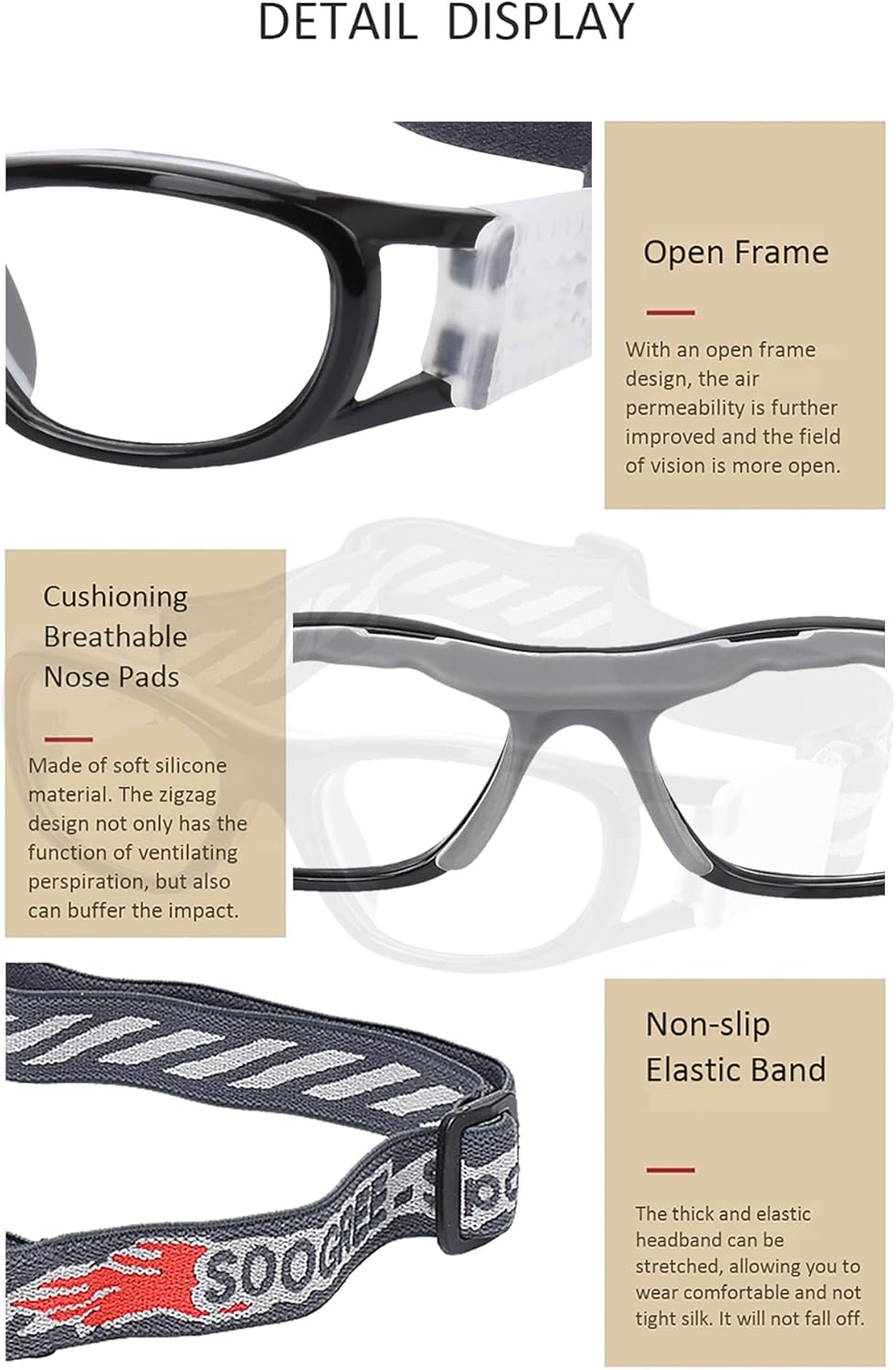 ''N/A'' Kids Sports Glasses Basketball Football Safe Training Goggles Anti Fog 7-12