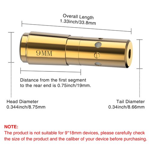 MidTen 9mm Bore Sight Cal Boresighter with 3 Batteries