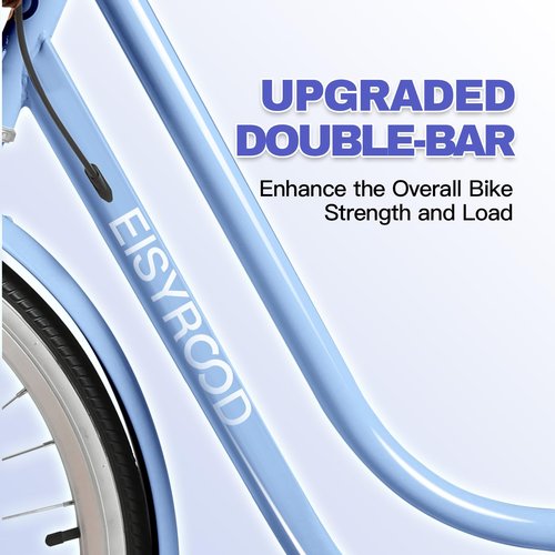 EISYROOD 26 Inch Beach Cruiser Bike for Women, Hybrid Womens Bike with 7 Speed, Adjustable Seat, Lightweight Women Beach Cruiser Bike with Anti-Skid Tires, Blue-1