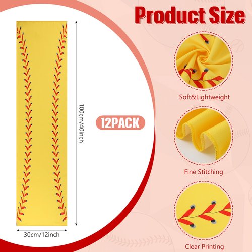 CraftyDream 12 Pcs Cooling Towel Baseball Football Basketball Breathable Chilly Softball Soccer Ice Towel, 40"x12" Tennis Microfiber Accessories for Player(Yellow,Softball)