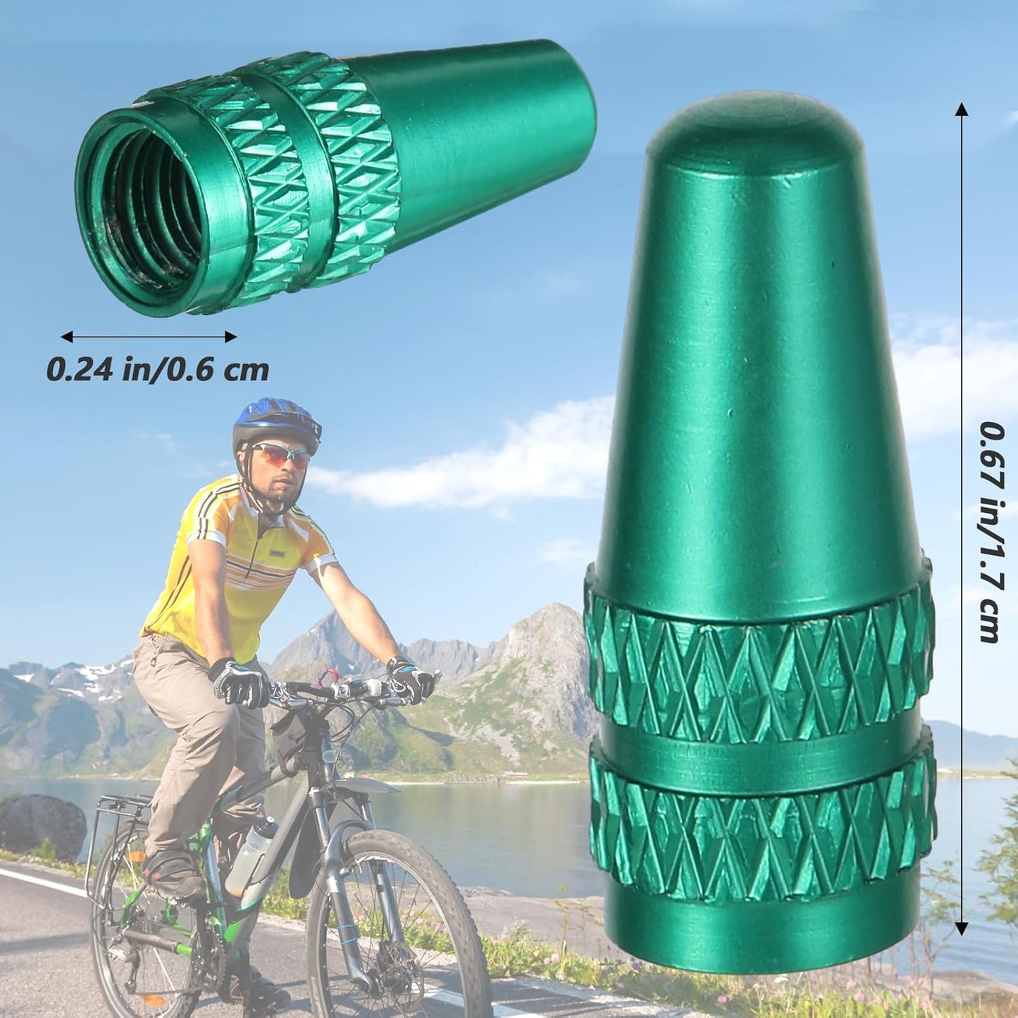 20 PCS Presta Valve Cap, 10 Colors Bike Valve Stem Caps, Aluminum Presta Cycling Valve Cap, French Valves Cap Dust Covers, Bicycle Air Tire Caps for MTB Road Racing Bicycle, Rocket Style