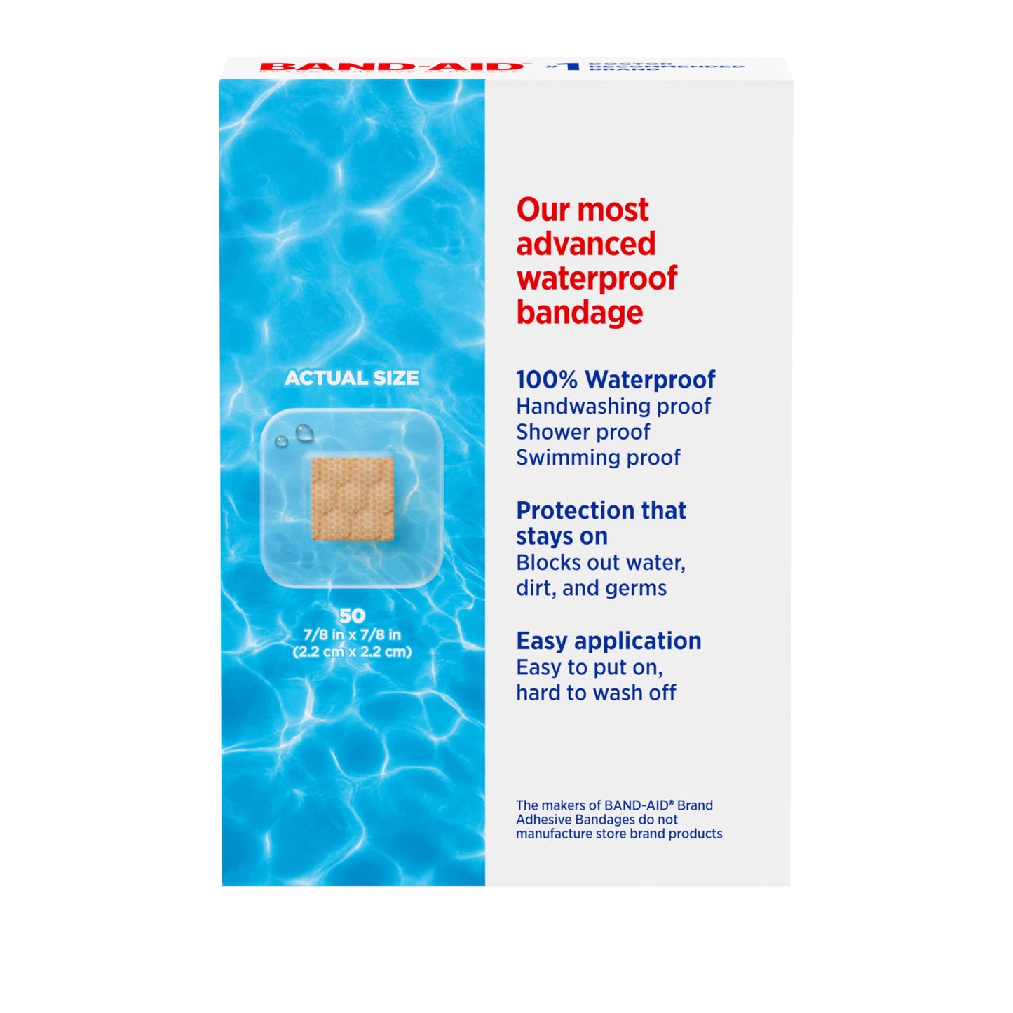 BAND-AID Brand Clear Waterproof Spot Square Adhesive Bandages, Sterile Waterproof Protection & Wound Care for Minor Cuts & Scrapes, Small Spot Bandages, First Aid Kit Essential, All One Size, 50 Count
