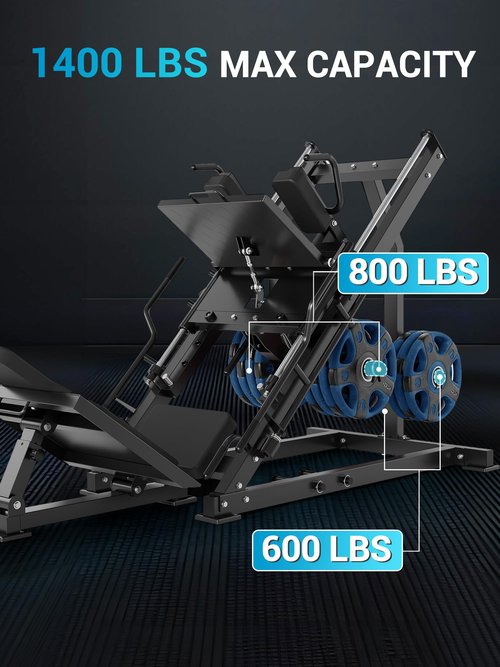 Leg Press Hack Squat Machine for Home Gym, 2 in 1 Professional Adjustable Leg Exercise Machine with Linear Bearing & Solid Steel Pipe, Lower Body Strength Training