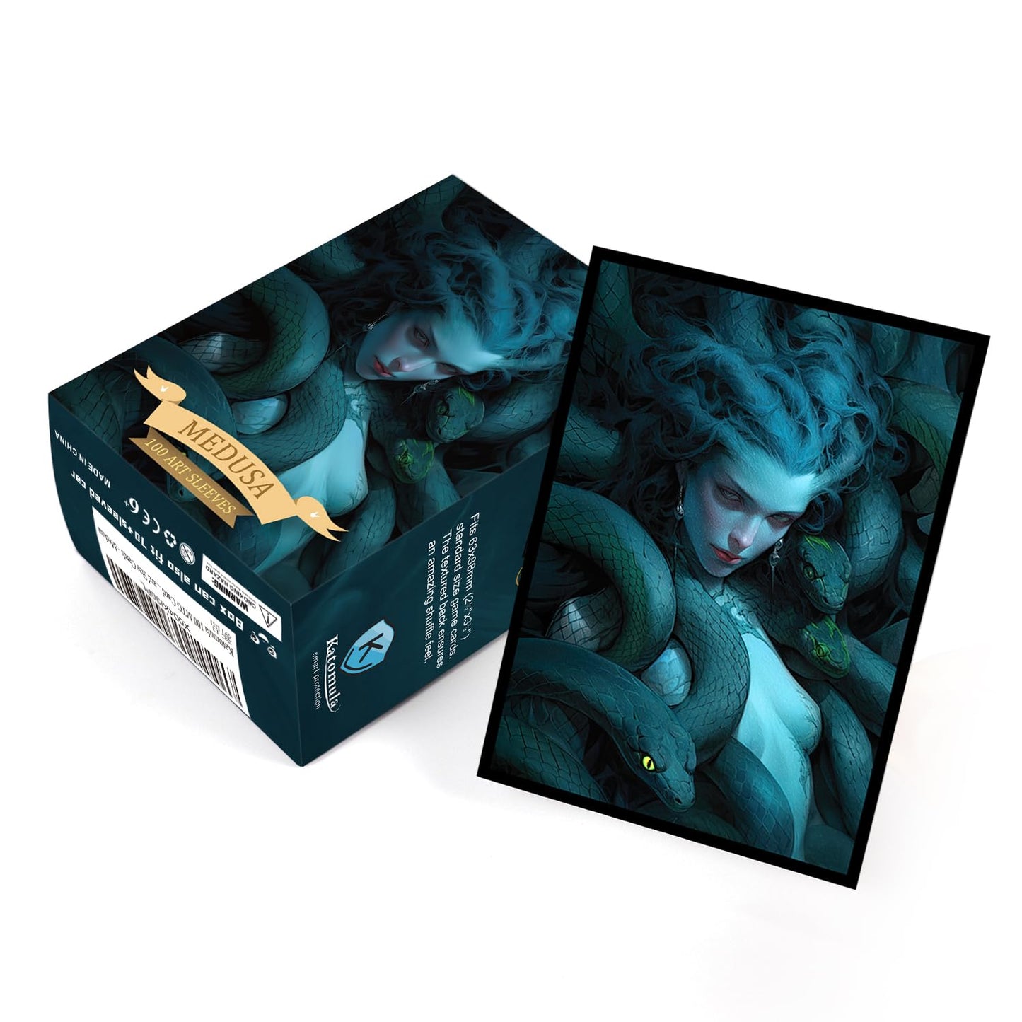Katomula 100 MTG Card Sleeves with 100 Inner Sleeve, Textured Back Art Sleeves, Fit Standard Size Cards - Medusa