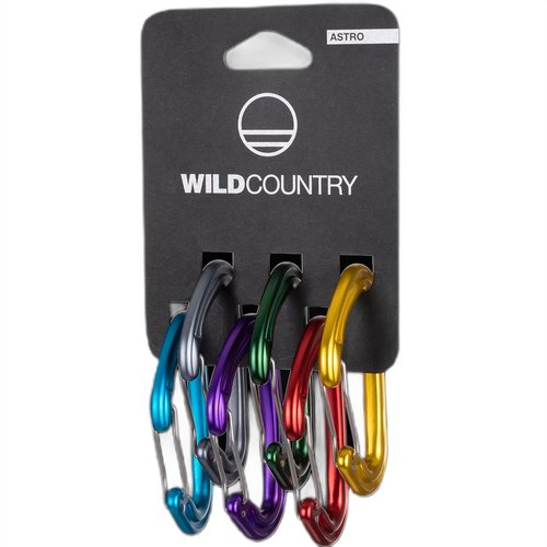 Wild Country Astro Carabiner - Strong, Lightweight Rock Climbing Carabiner - Multicolored - 6-Pack