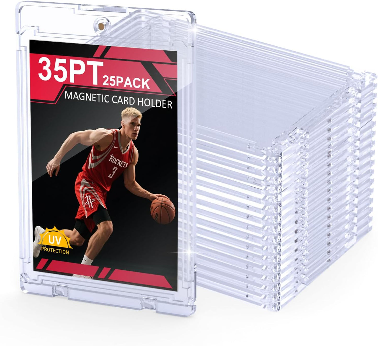 100ct Magnetic Card Holder, 35pt One Card Touch Holders for Trading Cards, U-V Protection Card Display Case Protectors Sleeves Hard Plastic Cover for Sports Game