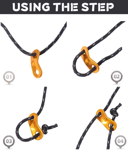 Hikeman 6 Pack 4mm Outdoor Guy Lines Tent Cords Lightweight Camping Rope with Aluminum Guylines Adjuster Tensioner Pouch for Tent Tarp, Canopy Shelter, Camping, Hiking, Backpacking