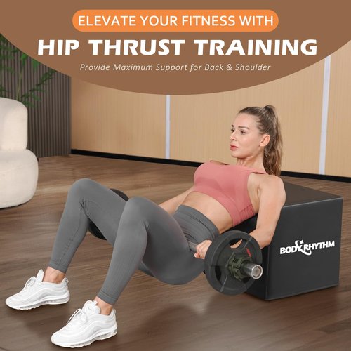 BODYRHYTHM Multi-Functional Total Body Workout Box for Hip Thrust, Glute Bridge, Box Jump Training, Hip Thrust Bench Booty Workout Box Platform.
