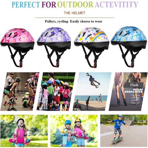Lamsion Kids Helmet Adjustable for Kids Ages 3-8 Years Old Boys Girls, Toddler Helmet with Protective Sports Gear Set Knee Elbow Pads Wrist Guards for Cycling Skateboard Scooter
