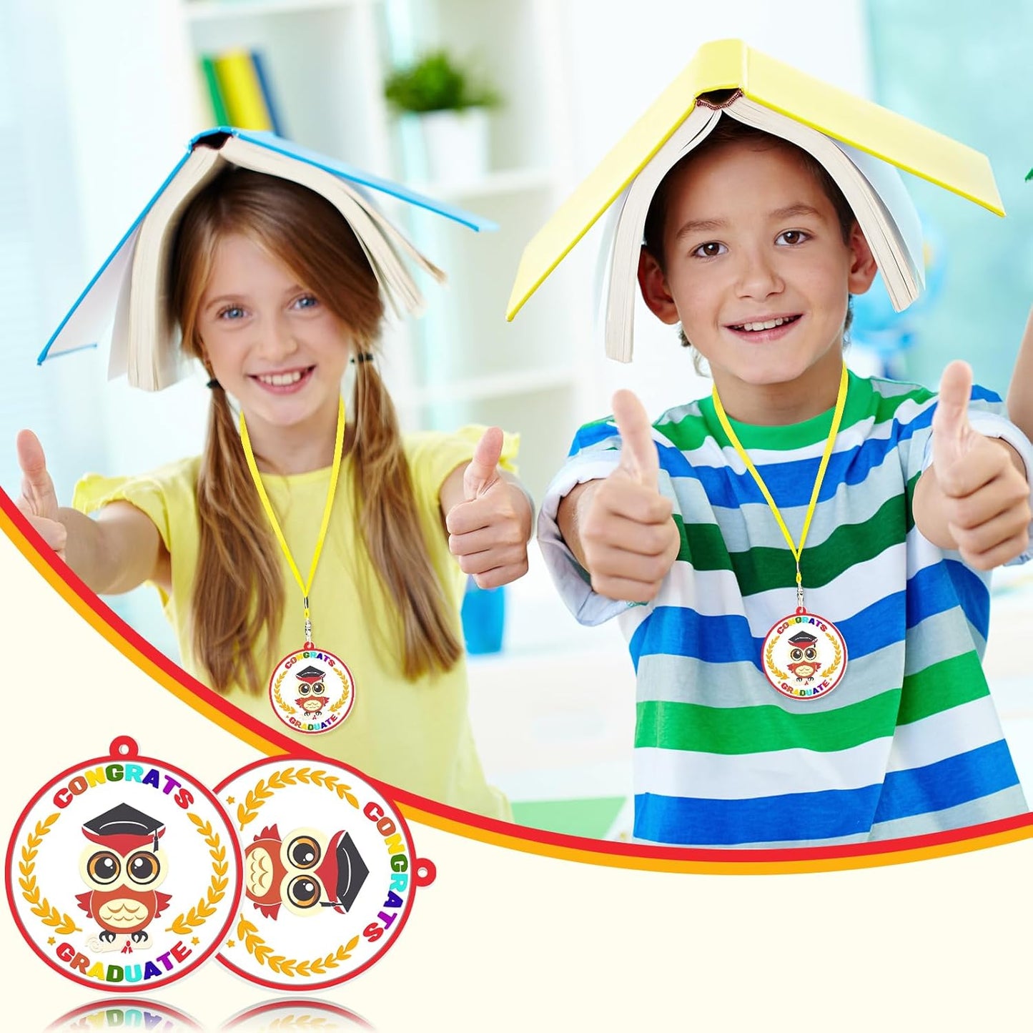 24P Pre-k Graduation Medals Silicone Graduation Award Medals For Kids 2 Inch Kindergarten Graduation Prek Graduation Gifts With Yellow Neck Ribbon Graduation Medal Preschool Graduation Party Favors