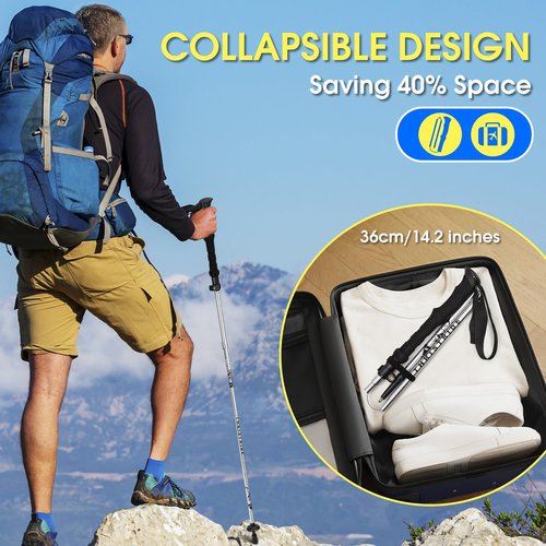 THRISTRIDE Collapsible Aluminum Single Trekking Pole(1pc) - Lightweight Hiking Stick for Women, Men & Seniors, Adjustable Walking Sticks for Hiking, Camping & Outdoor Activities