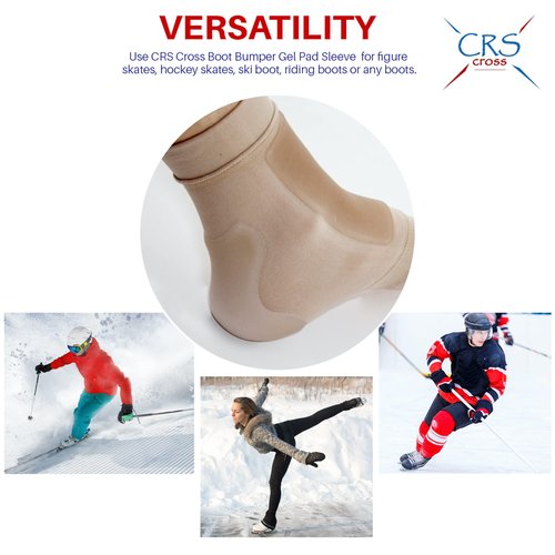 CRS Cross Boot Bumper Gel Sleeve. One Pair of Premium Padded Skate Socks to Cushion and Protect Achilles and Lace Bite. Two Gel Pads on each sleeve for Ice Skating and Hockey. (One Size Fits Most)