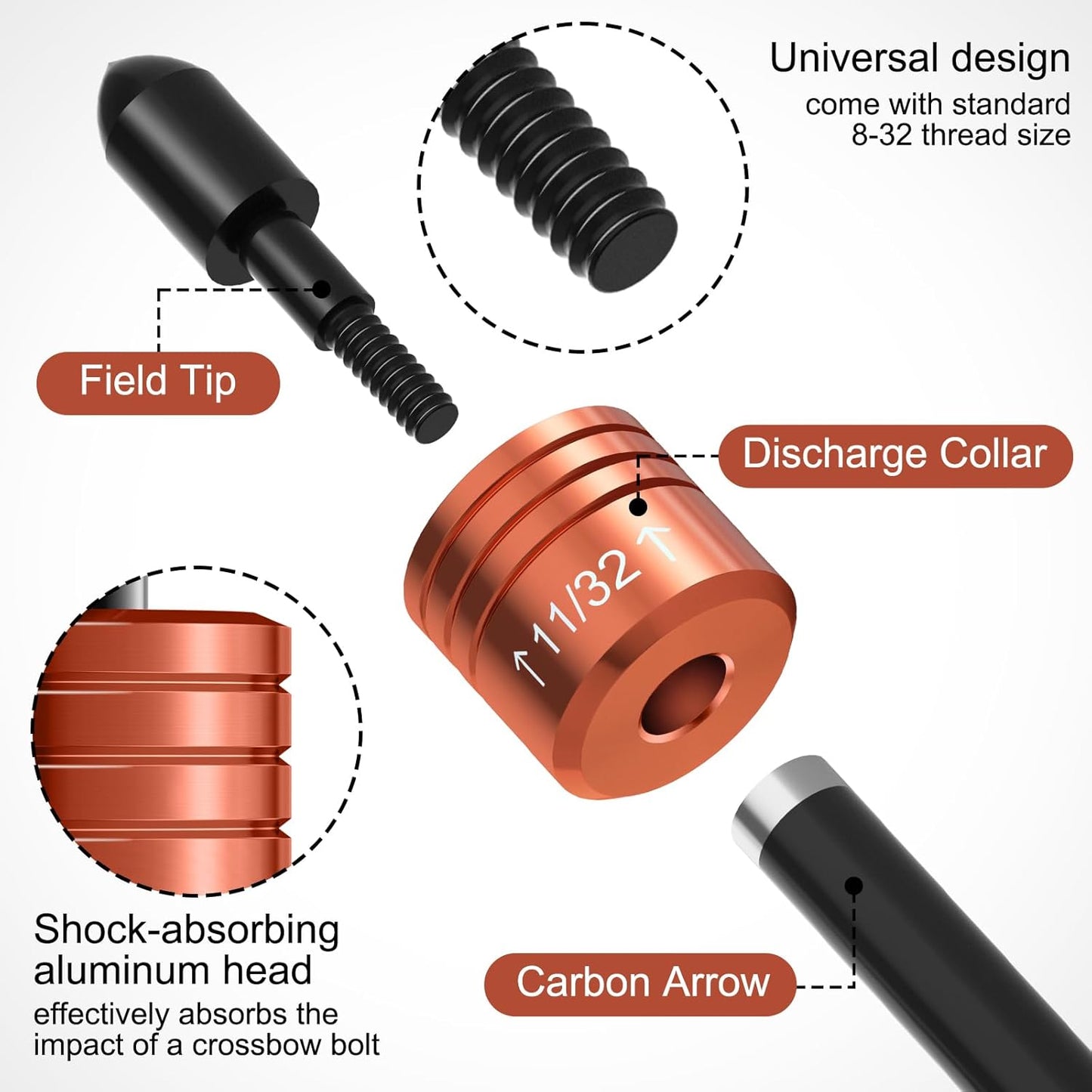 2PCS Crossbow Decocking Bolts - Universal Fit Hunting Crossbow Accessories & Bolt Release Tips for Recurve & Compound Bows