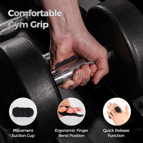AGSDGAWD Weight Lifting Grips for Men and Women, Ergonomic Anti-Slip Rubber Gym Grip Pads, Fingerless Workout Gloves for Dumbbell, Deadlift, Barbell, Pull-Up, Strength Training, Gym Training(Black)