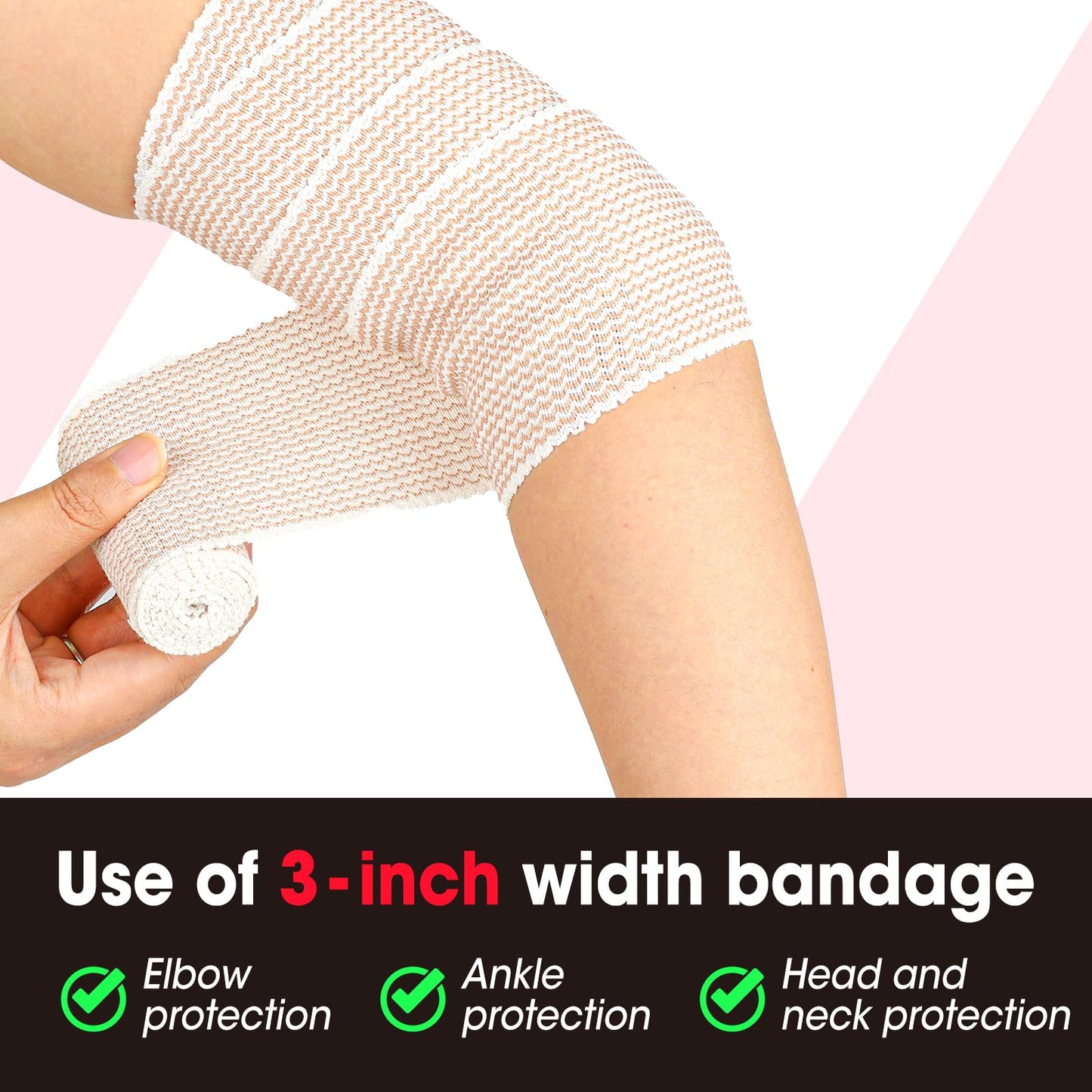 YesBes 6 Pack Premium Elastic Bandage Wrap(2x2, 2x3, 2x4), Compression Bandage Wrap, Lymphedema Wraps for Legs, Ankle, Knee, Tummy