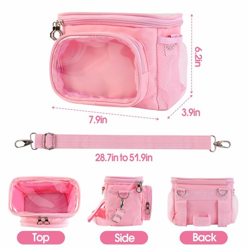 Girls Bike Basket Front, Pink Bicycle Handlebars Basket Fit Most Kids Tricycle Balance Bikes Knee Scooter, Kids Bike Accessories Scooter Bag with Adjustable Shoulder Strap Gifts for Girls