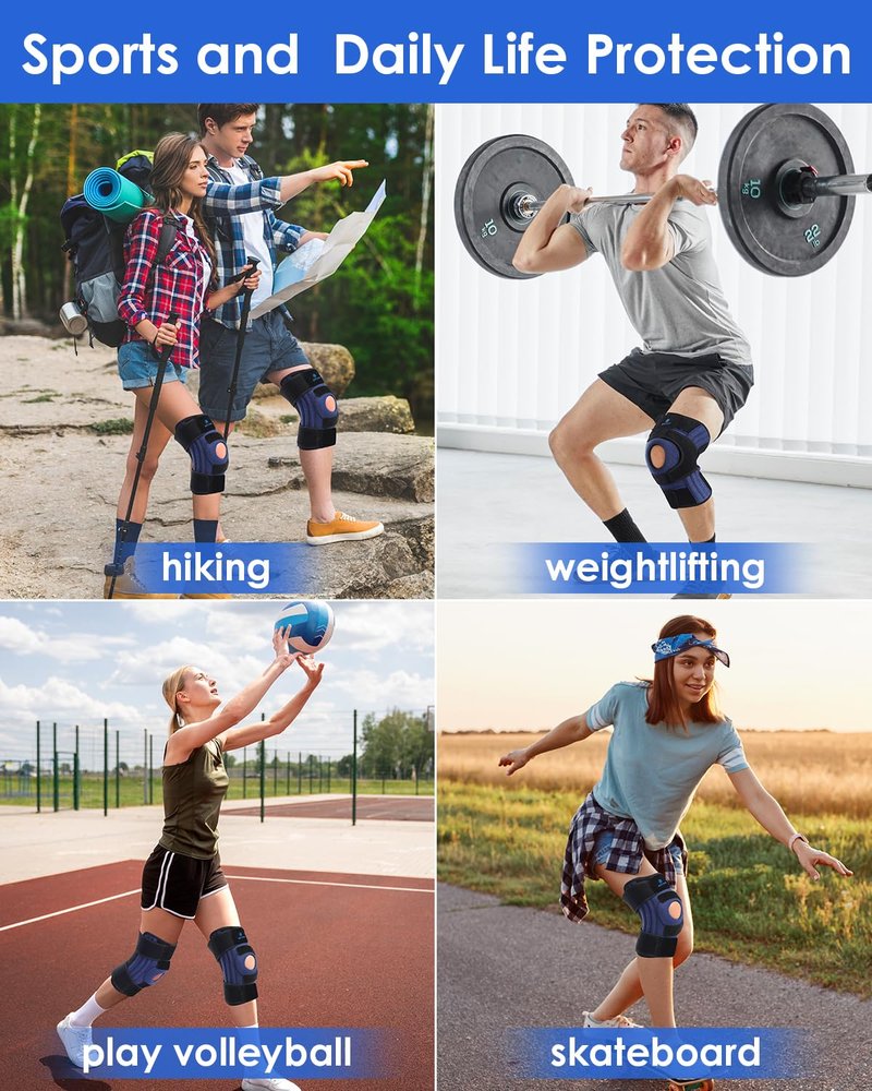 ABYON Knee Brace for Men & Women Meniscus Tear, ACL, Arthritis, Knee Support with Triple Side Stabilizers and Adjustable 360° Wraparound Strap for Maximum Knee Pain Support and Fast Recovery - Please Check How To Size Video