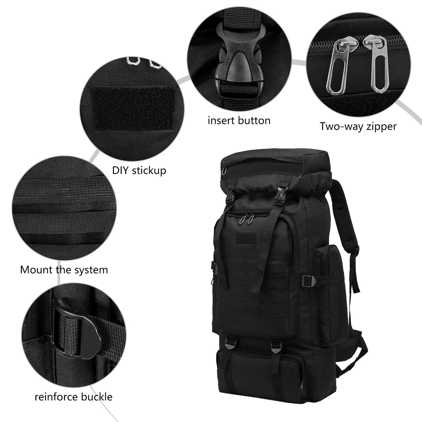 JUMAHE 80L 2Pcs Hiking Backpack for Men with Sling Tactical Backpack - Rucksack Molle Military Tactical Waterproof Lightweight Camping Backpack 3 Day Assault Pack for Travel, Climbing, Backpacking