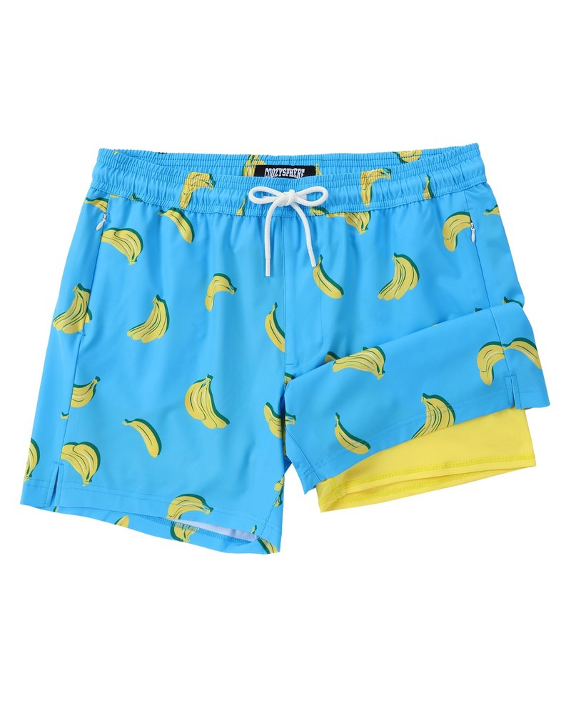 CoozySphere Mens Swim Trunks with Compression Liner 5 Inch Quick Dry Beach Shorts with Zipper Pockets M