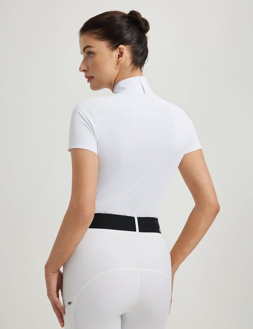 FitsT4 Sports Womens Short Sleeve Equestrian Show Shirts UPF50 Horse Riding Performance Shirt Rider Top White M