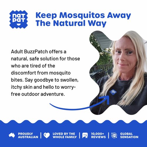 NATPAT BuzzPatch Mosquito Patches for Adults - Plant-Based Mosquito Patches, Non Toxic - The Original All Natural Citronella Essential Oil Insect Patch(40 Pack)