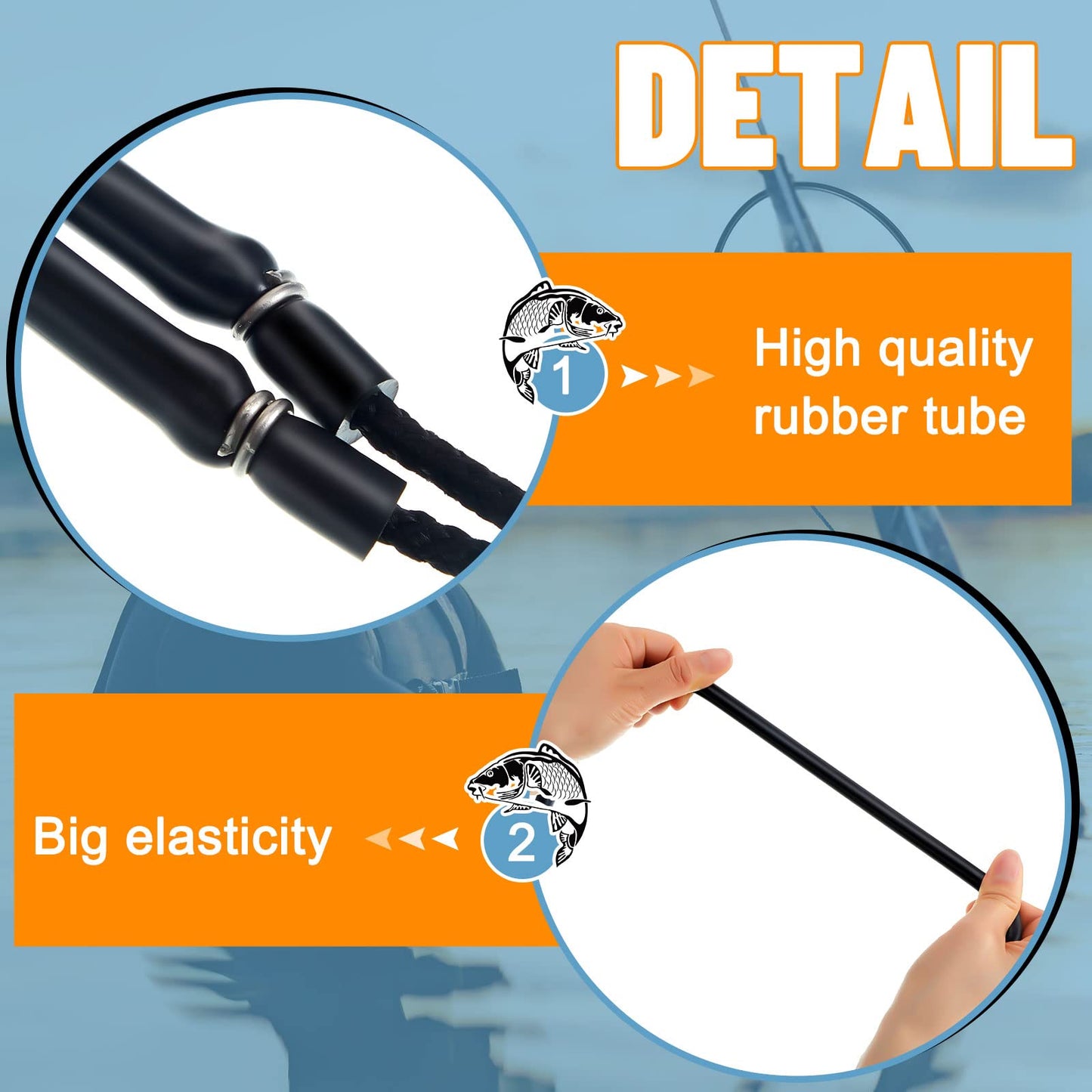 3 Pcs Pole Spear Sling Rubber Speargun Bands Ice Fishing Ice Spearing Equipment for Harpoon Spearfishing Diving, 28 Inch Long