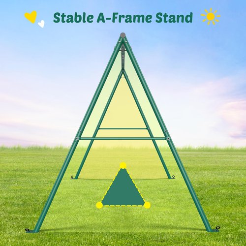 Trekassy 440lbs 2 Seat Swing Sets for Backyard, 1 Saucer Swing and 1 Belt Swing with Heavy Duty Outdoor A-Frame Metal Swing Stand for Playground, Playset