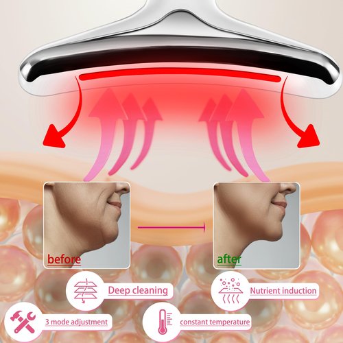 VGY Face and Neck Massager Tool, 7-in-1 Color Red-Light-Therapy Wand for Skin Care, White