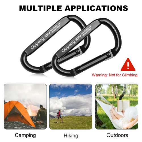 Carabiner Clip,855lbs,3" Iron Heavy Duty Caribeaners for Hammocks,Camping Accessories,Hiking,Keychain,Outdoors and Gym etc,Spring Snap Hook Carabiners for Dog Leash,Harness and Key Ring,2 PCS,Black