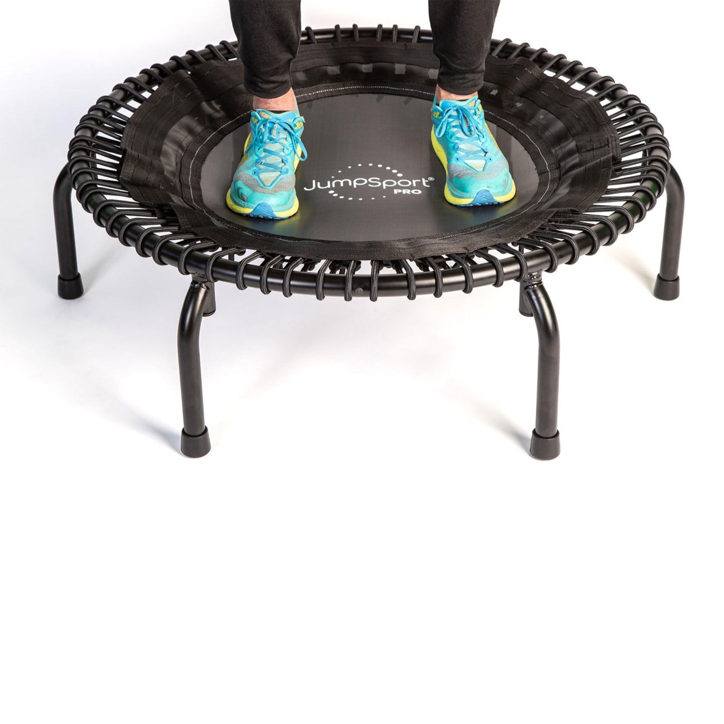 JumpSport 350 PRO Steel-Frame Adult Fitness Trampoline, Adjustable Bounce, 39" - Indoor Rebounder Exercise & Workout Equipment w/No-Tip Stable Arched Legs, 300 Lbs Weight Rating