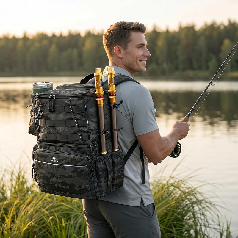 MATEIN Fishing Backpack, Water Resistant Tackle Storage Bag with Rod Holders & Cooler, Fishing Gifts for Men